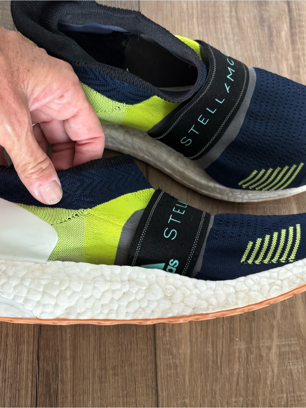 Stella McCartney Adidas Ultraboost 3D Navy and Lime Slip-On Sneaker - Picture 10 of 15